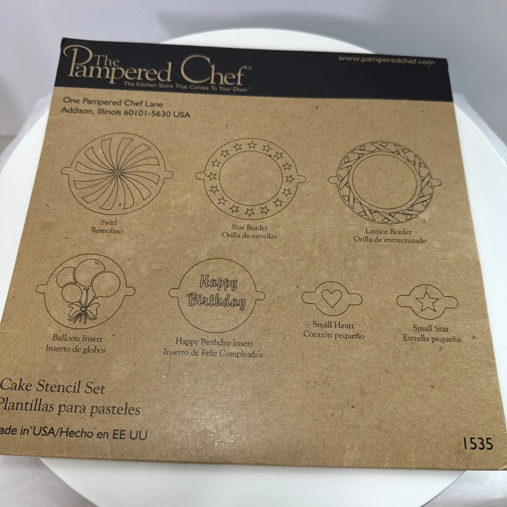 Pampered Chef Cake Stencil Set #1535 New Birthday Heart Balloon Celebration